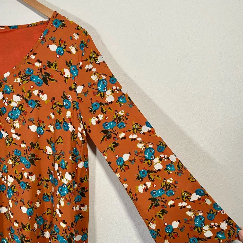 Pinkblush Rust Floral Printed V-Neck Chiffon Maternity Dress NWT Size Medium - Picture 7 of 11